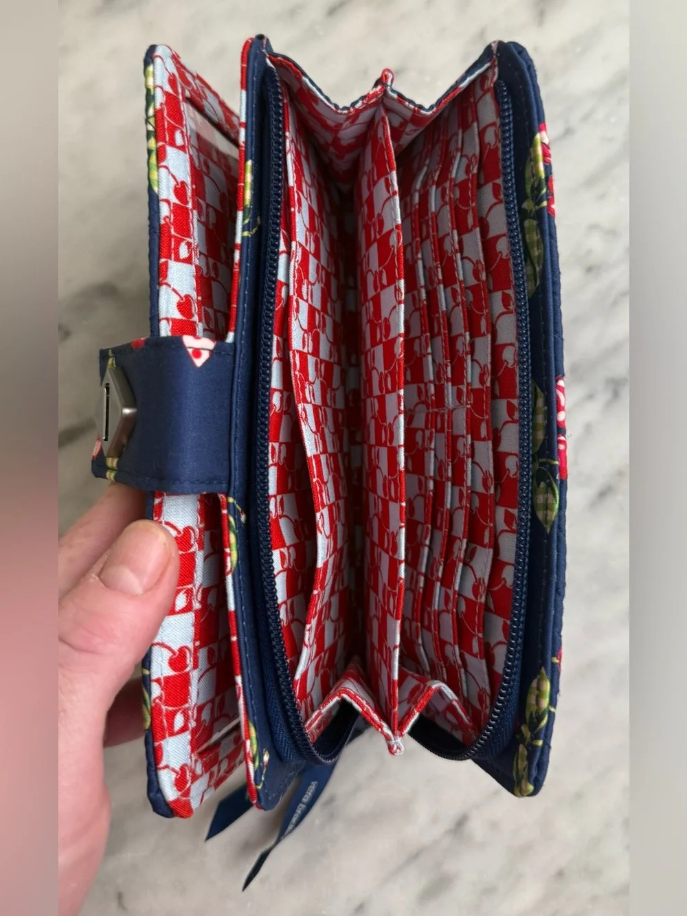 Vera Bradley Turnlock Wallet - Cherry Picking In Premium Cotton NWT